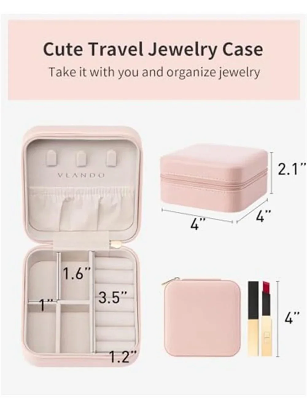 Travel Jewelry Case Organizer Mini PU Leather Ring Earring Necklace Storage Box